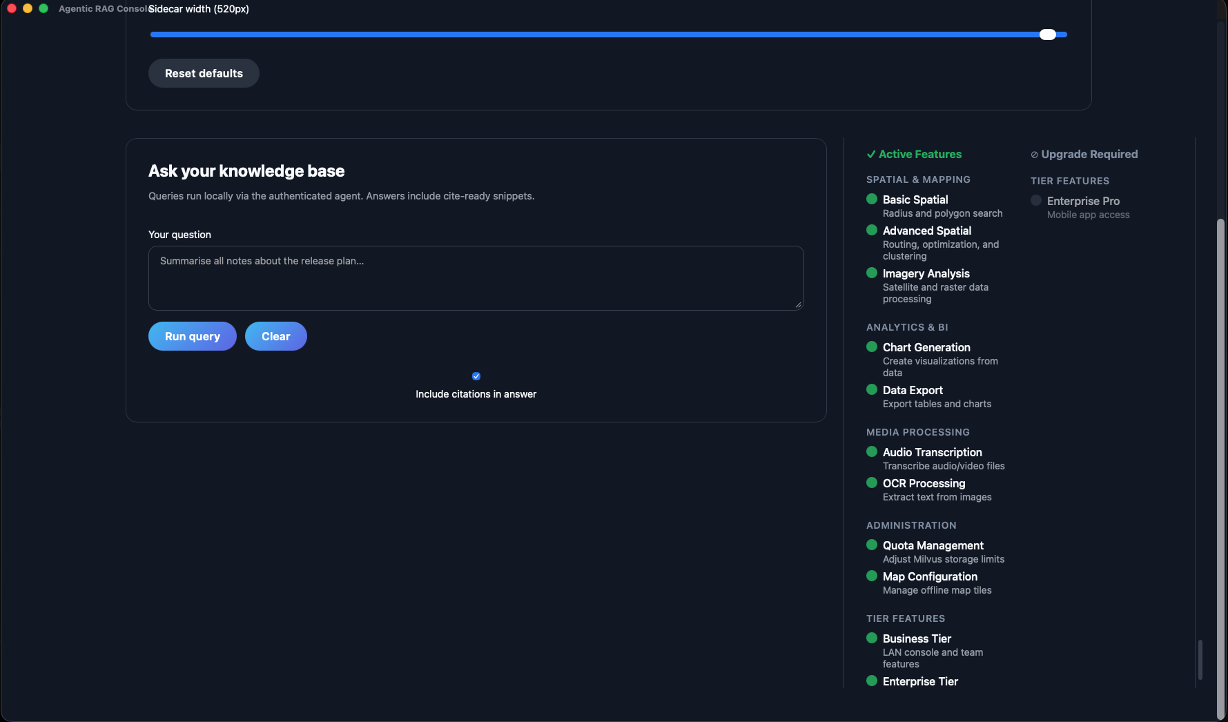 GeoAgentic console screenshot 1
